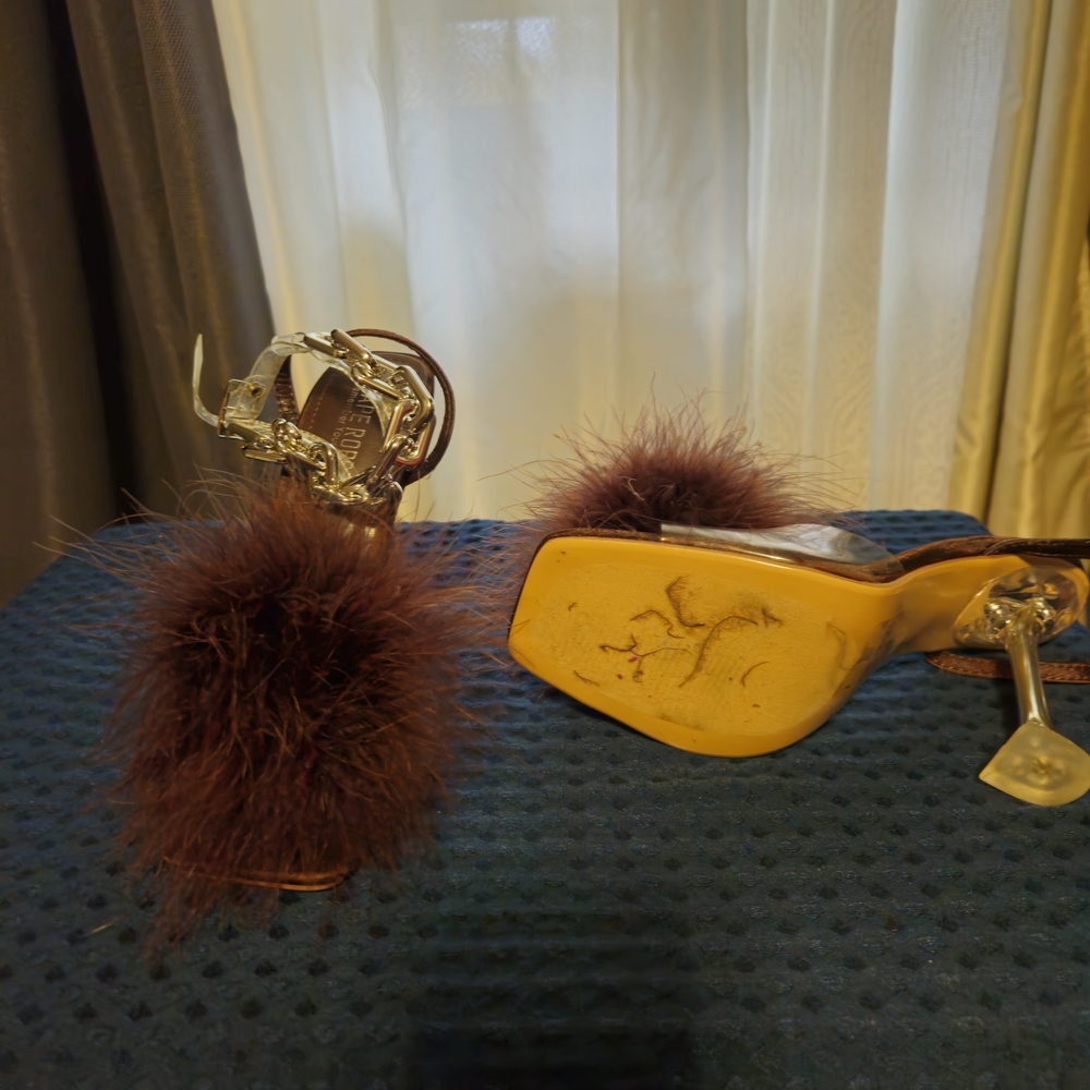 Elegant Brown Fur-Trimmed Heels